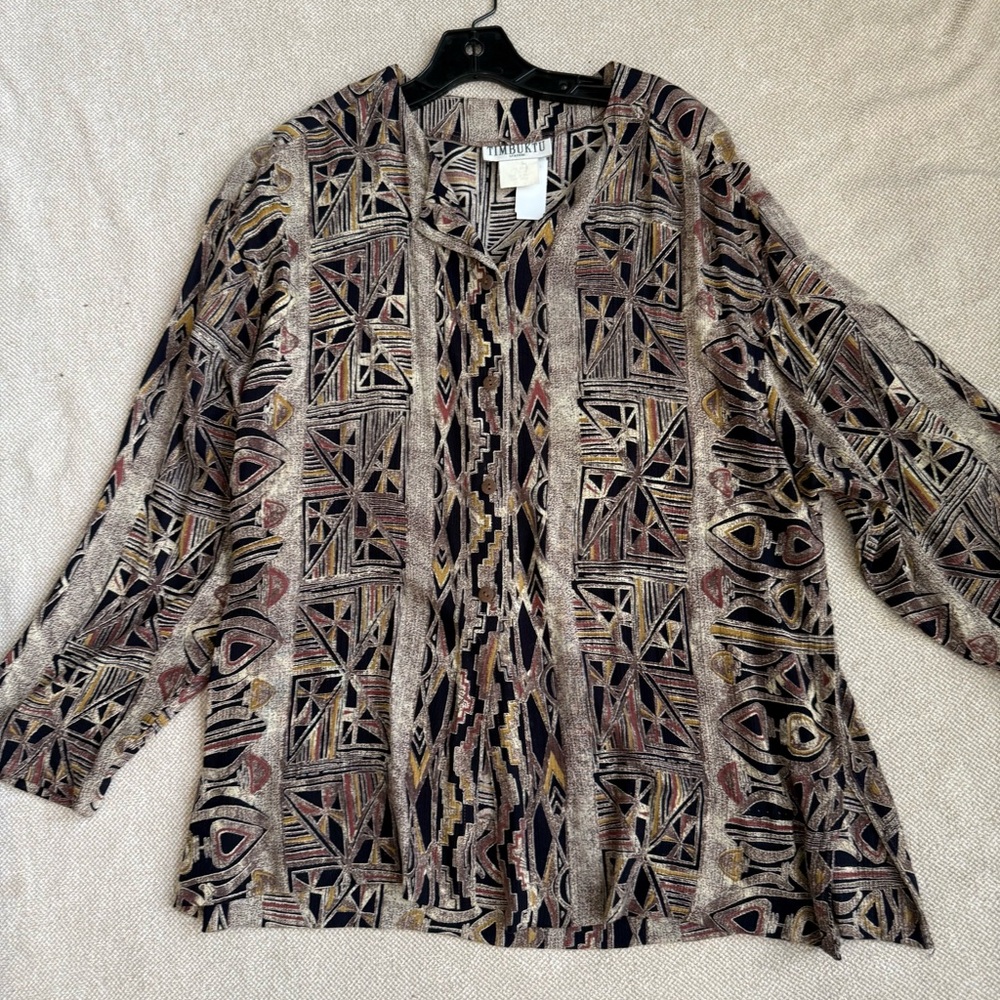 Artistic Geometric Patterned Blouse